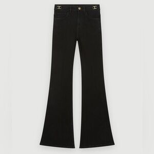 Maje Black High-Waist Flare Jeans Gold Horsebit Hardware Y2K Size 40|US L $325